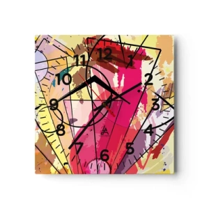 Väggklocka - Klocka på glas - Explosion  - 40x40 cm