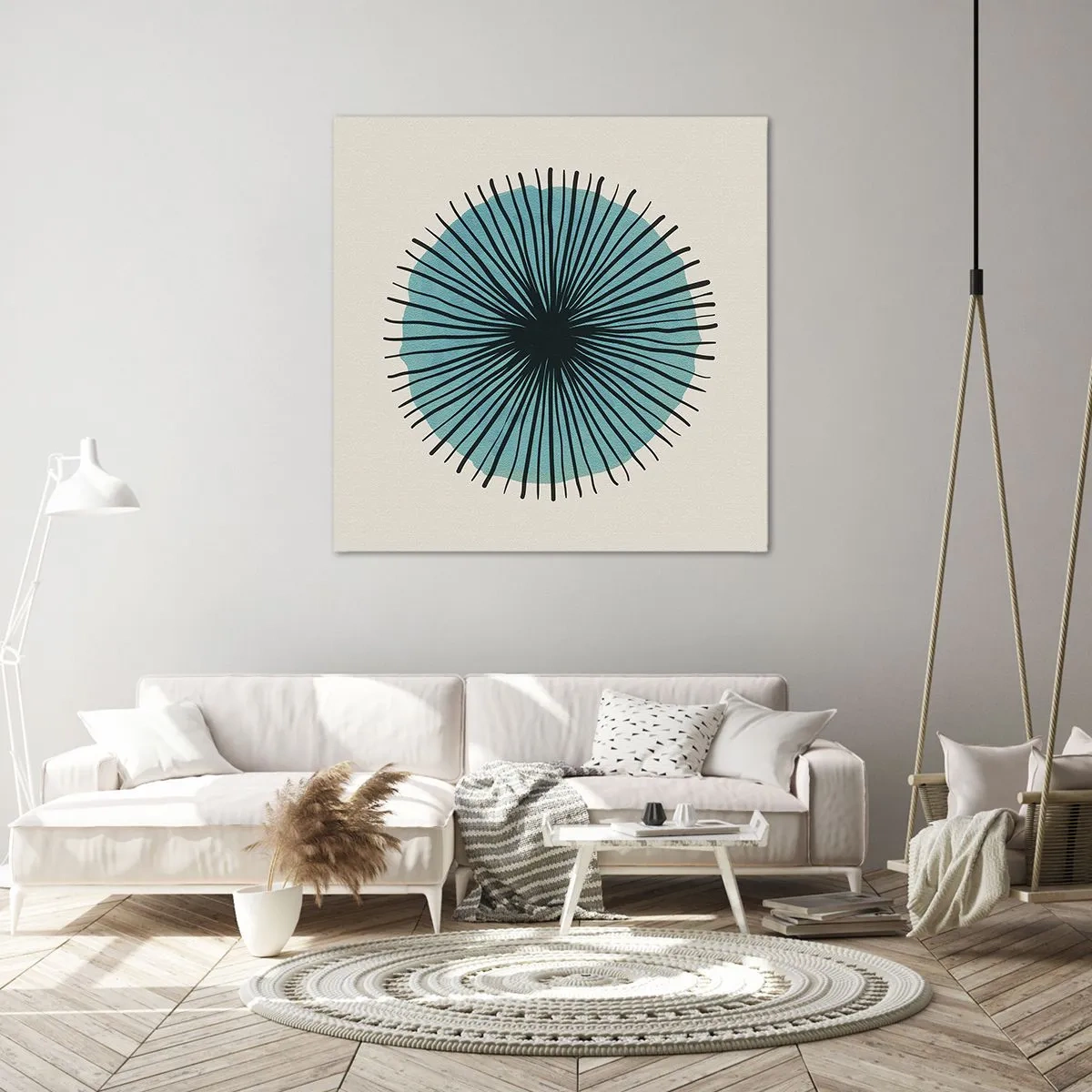 Canvastavla - Bild på duk - Radier mot blått - 30x30 cm