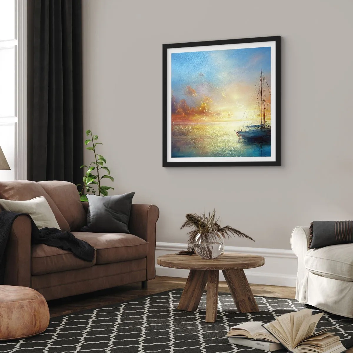 Affisch i svart ram - I guldviken - 60x60 cm