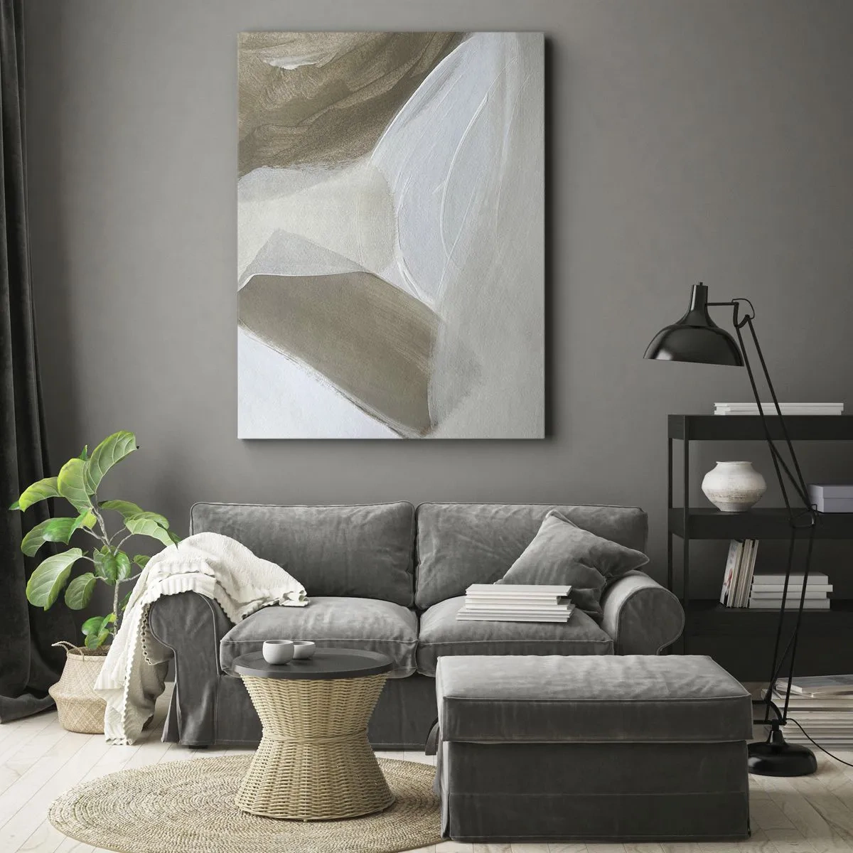 Canvastavla - Bild på duk - Våg av vitt - 70x100 cm