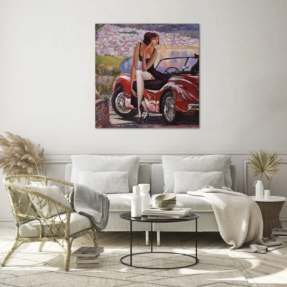 Glastavla - Bild på glas - Sommar? Endast på Rivieran - 70x70 cm