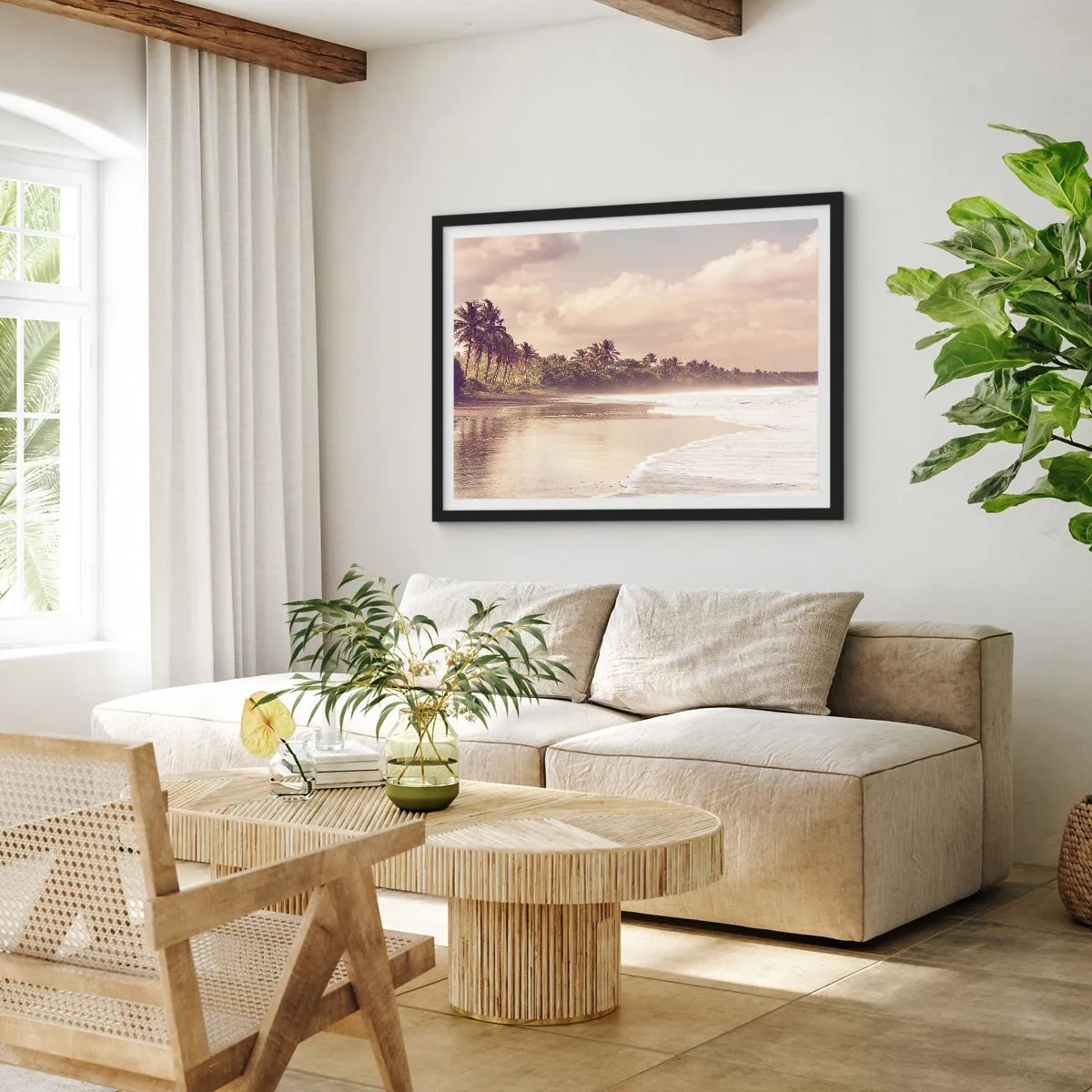 Affisch i svart ram - Vågornas smekning - 70x50 cm