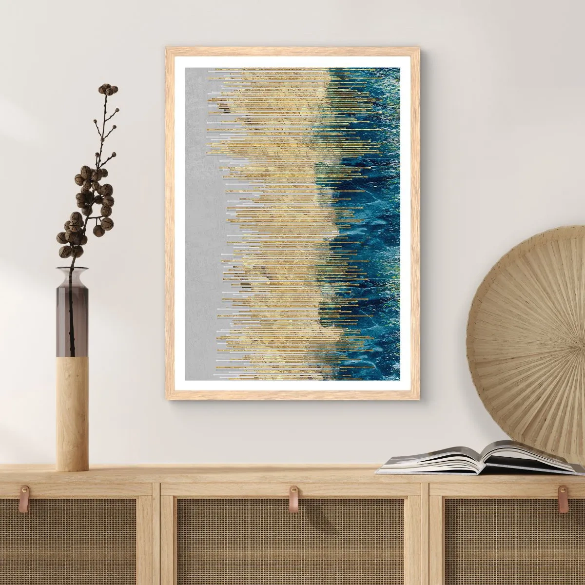 Affisch i ram av ljusek - Förgylld gräns - 70x100 cm