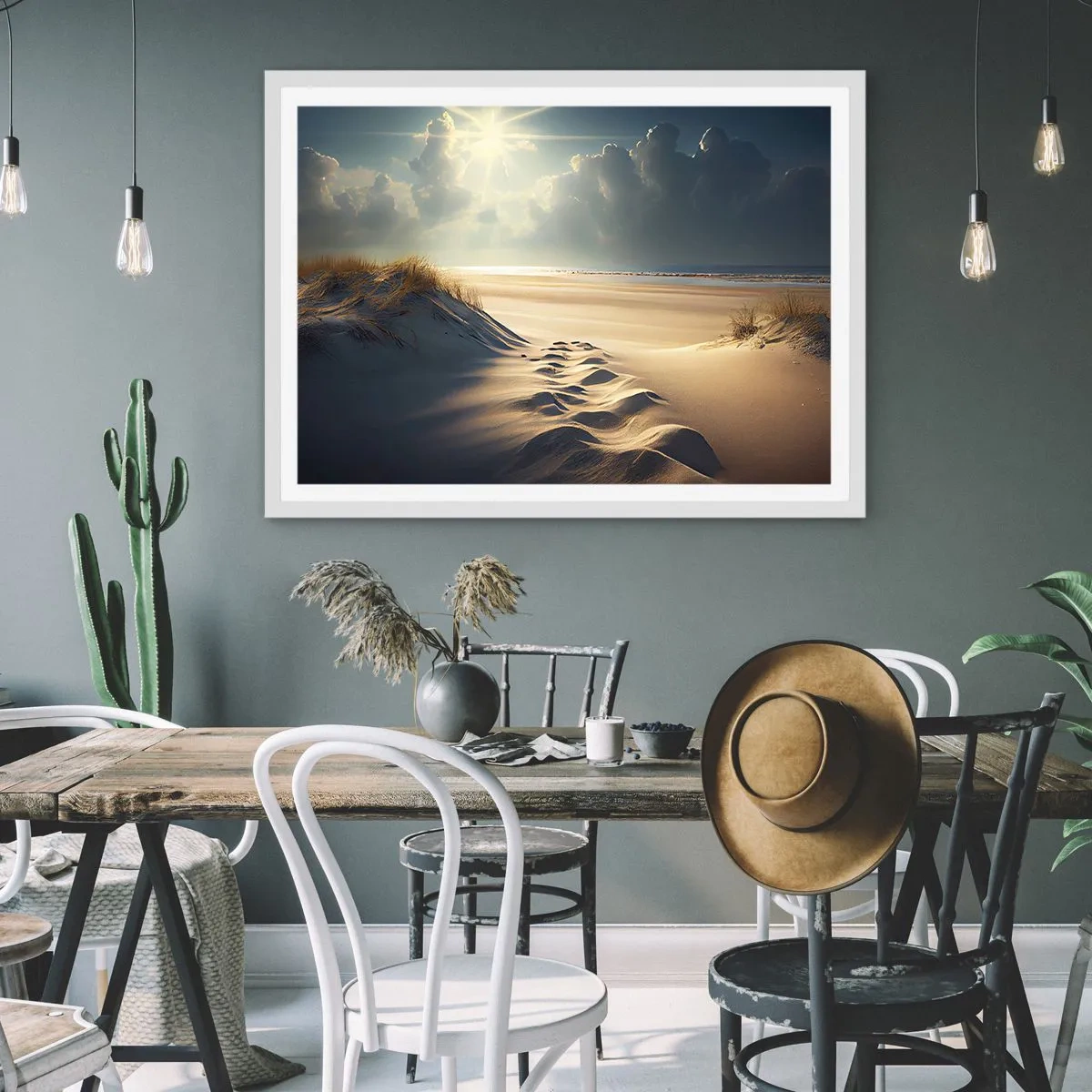 Affisch i vit ram - Lugnande landskap - 100x70 cm