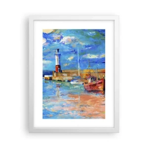 Affisch i vit ram - Eftermiddag i regnbågsviken - 30x40 cm