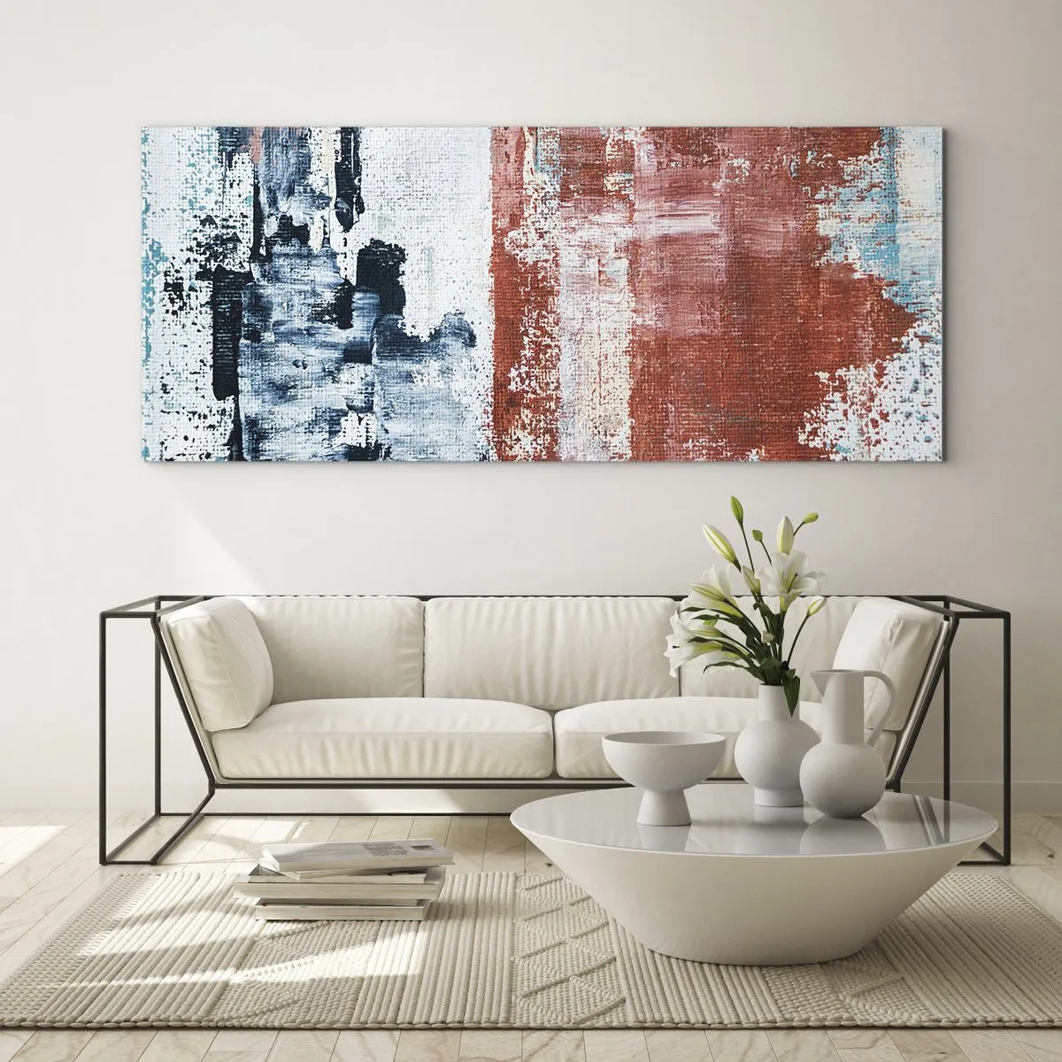 Glastavla - Bild på glas - Abstrakt halvt om halvt - 120x50 cm