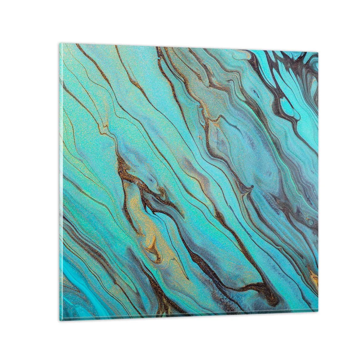 Glastavla - Bild på glas - Turkost tidvatten - 40x40 cm