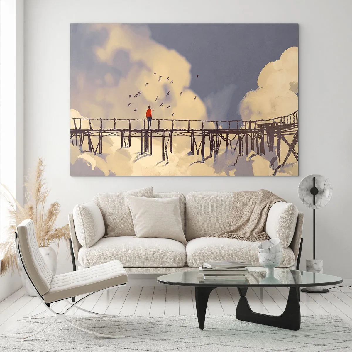Glastavla - Bild på glas - Blå saknad - 120x80 cm