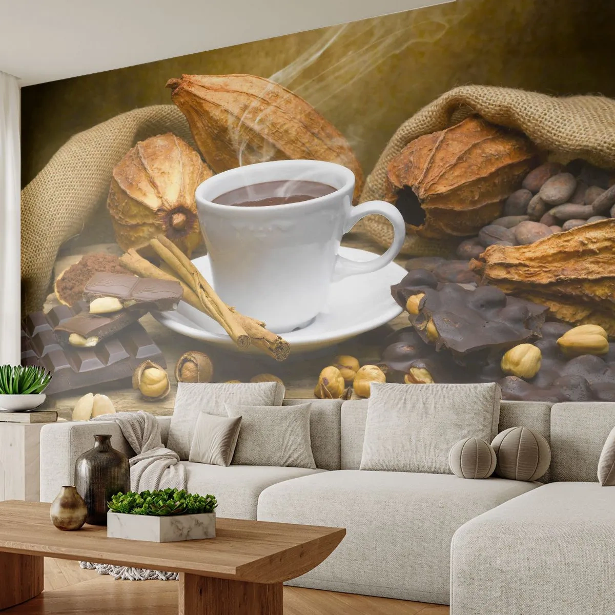 Fototapet Premium Sand - För de som söker upplevelser - Gastronomi, Choklad, Kaffe - 100x70 cm