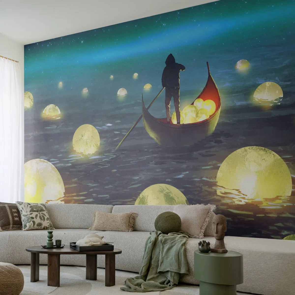 Fototapet Premium Canvas - Saker som filosoferna inte drömt om - Abstraktion, Fantasi, Båt - 200x140 cm