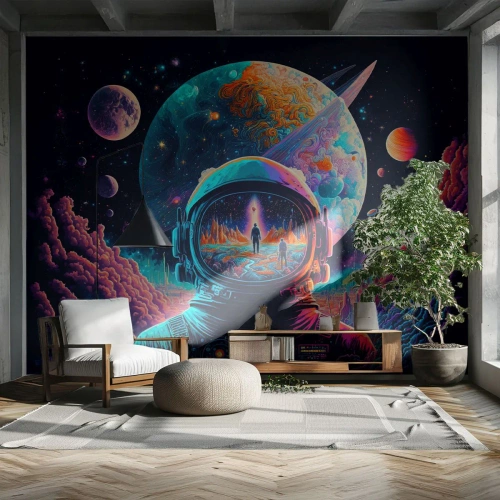 Fototapet Premium Sand - Filosofer har aldrig drömt - Astronaut, Futuristisk, Kosmos - 100x70 cm