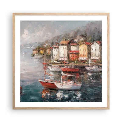 Affisch i ram av ljusek - Romantisk hamn - 60x60 cm