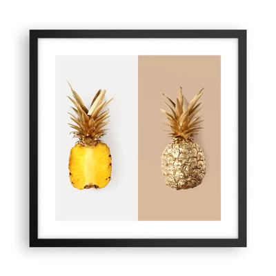 Affisch i svart ram - Ananas för oss - 40x40 cm