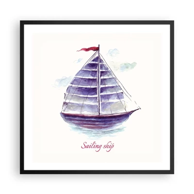 Affisch i svart ram - Fulla seglar och lugnt vatten - 60x60 cm