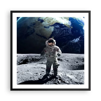 Affisch i svart ram - Hälsningar från månen - 60x60 cm