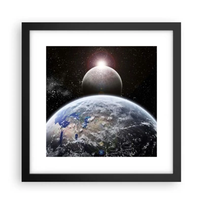 Affisch i svart ram - Rymdlandskap - soluppgång - 30x30 cm