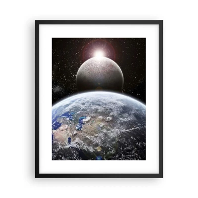 Affisch i svart ram - Rymdlandskap - soluppgång - 40x50 cm
