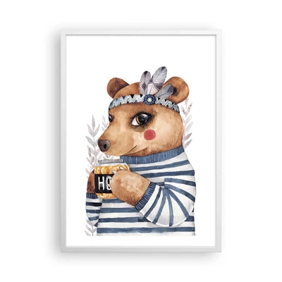 Affisch i vit ram - Söt björnfru - 50x70 cm