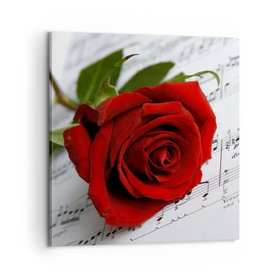 Bild på duk - Känslornas musik i scharlakansröd - 60x60 cm