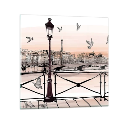 Bild på glas - Över Paris tak - 40x40 cm