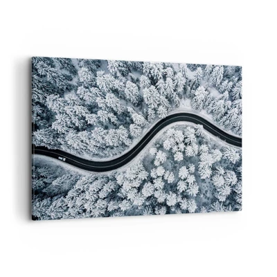Canvastavla - Bild på duk - Genom vinterskogen - 120x80 cm