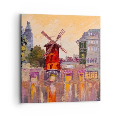 Canvastavla - Bild på duk - Ikoner av Paris – Moulin Rouge - 70x70 cm