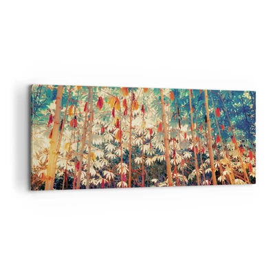 Canvastavla - Bild på duk - Lövbladens hemlighetsfulla liv - 100x40 cm