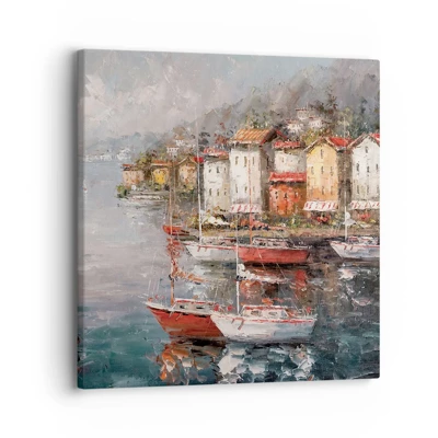 Canvastavla - Bild på duk - Romantisk hamn - 30x30 cm
