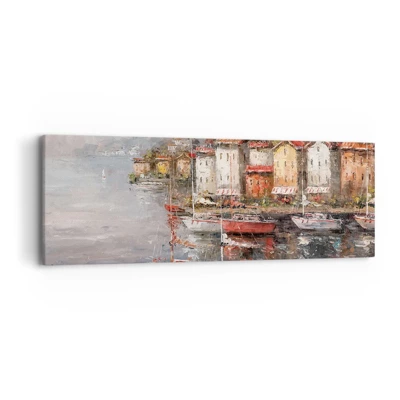 Canvastavla - Bild på duk - Romantisk hamn - 90x30 cm