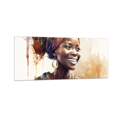 Glastavla - Bild på glas - Afrikansk drottning - 100x40 cm