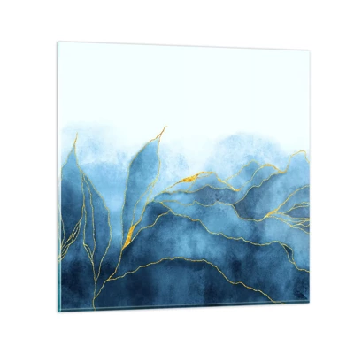 Glastavla - Bild på glas - Blått i guld - 60x60 cm