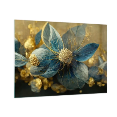 Glastavla - Bild på glas - Blommande av guld - 70x50 cm