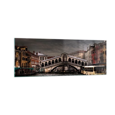 Glastavla - Bild på glas - Ett löfte om en kväll i Venedig - 140x50 cm