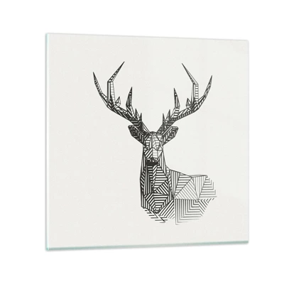 Glastavla - Bild på glas - Hjort i kubistisk stil - 30x30 cm