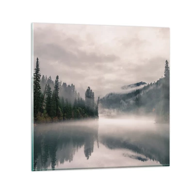 Glastavla - Bild på glas - I förundran, i dimman - 40x40 cm