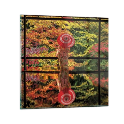 Glastavla - Bild på glas - I naturens tempel - 50x50 cm