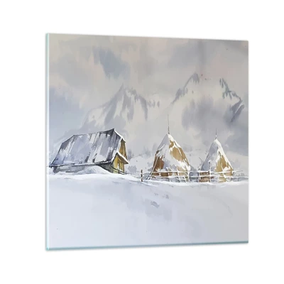 Glastavla - Bild på glas - I snödalen - 50x50 cm