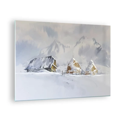 Glastavla - Bild på glas - I snödalen - 70x50 cm