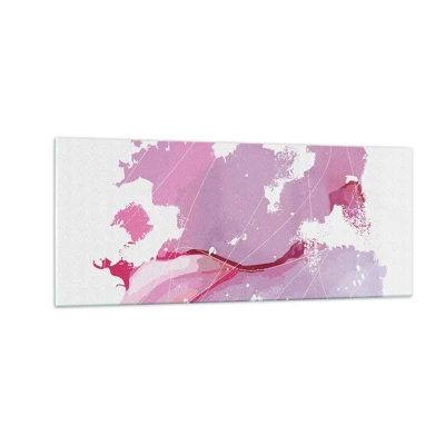 Glastavla - Bild på glas - Karta över en rosa värld - 100x40 cm