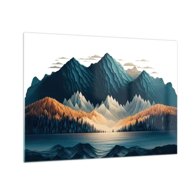 Glastavla - Bild på glas - Perfekt bergslandskap - 70x50 cm