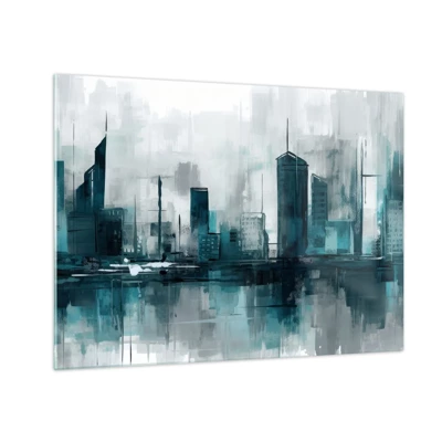 Glastavla - Bild på glas - Regnfärgad stad - 70x50 cm