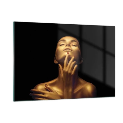 Glastavla - Bild på glas - Som guldsilke - 120x80 cm
