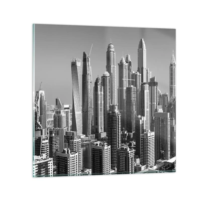Glastavla - Bild på glas - Stad över öknen - 40x40 cm