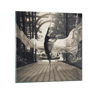 Glastavla - Bild på glas - Trädgårdsandens dans - 50x50 cm