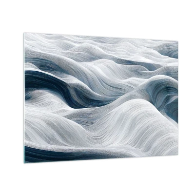 Glastavla - Bild på glas - Vitblåa vågor - 70x50 cm