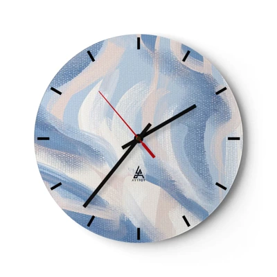 Väggklocka - Klocka på glas - Blå krusningar - 30x30 cm