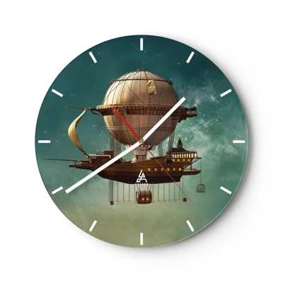 Väggklocka - Klocka på glas - Jules Verne hälsar - 30x30 cm