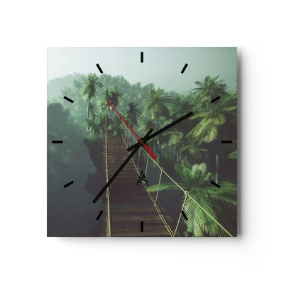 Väggklocka - Klocka på glas - Över grönskans kaos - 30x30 cm