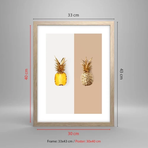 Affisch i ram av ljusek - Ananas för oss - 30x40 cm