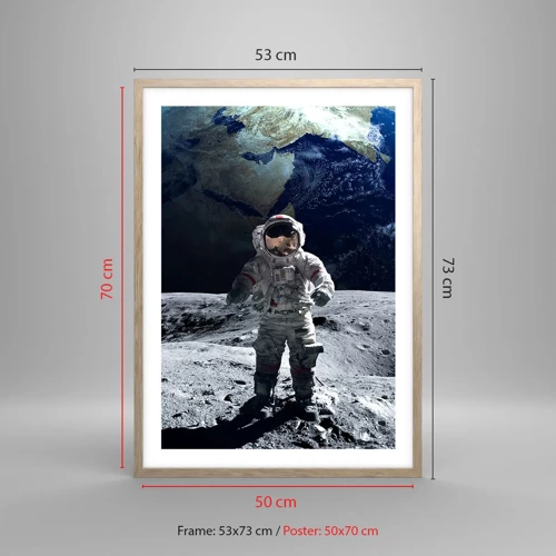 Affisch i ram av ljusek - Hälsningar från månen - 50x70 cm